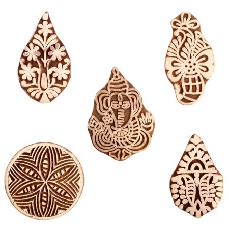 Set of 5 Piece New Mix Wooden Printing Block